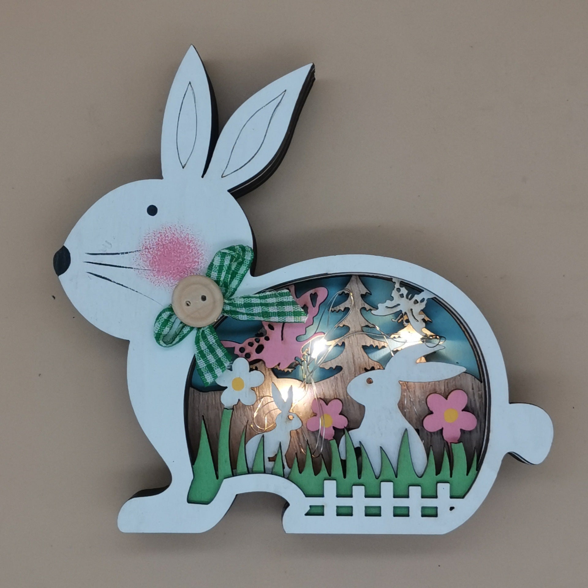 Wooden Easter Bunny Light Decoration