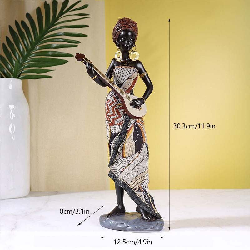 African Female Musician Handmade Sculpture