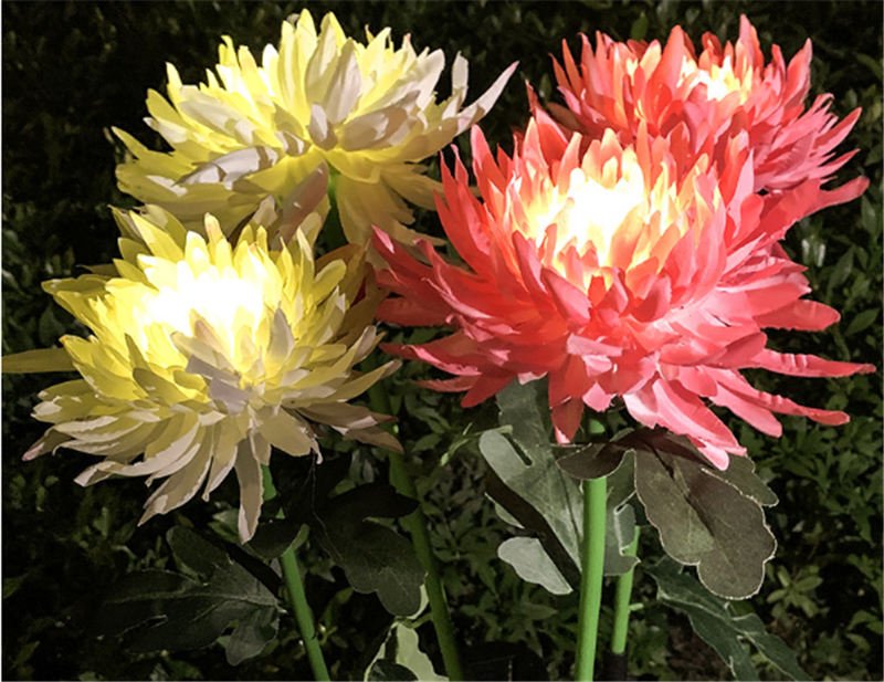 Chrysanthemum Solar Garden Stake LED
