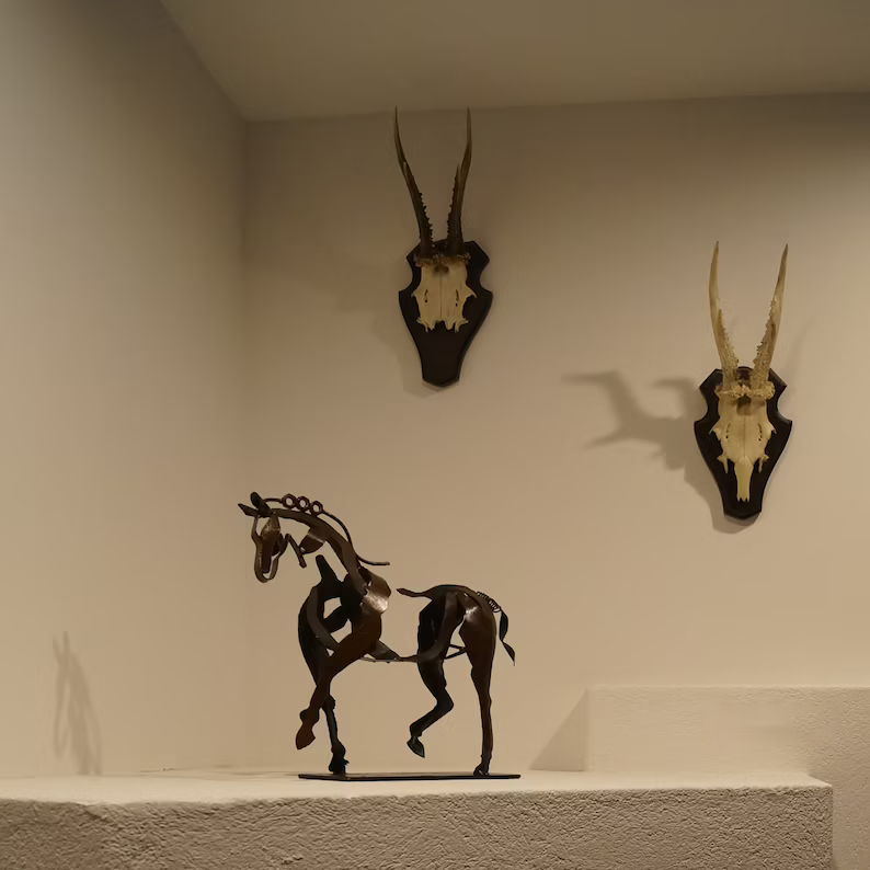 Handmade Metal Horse Sculptures (Mare and Stallion)